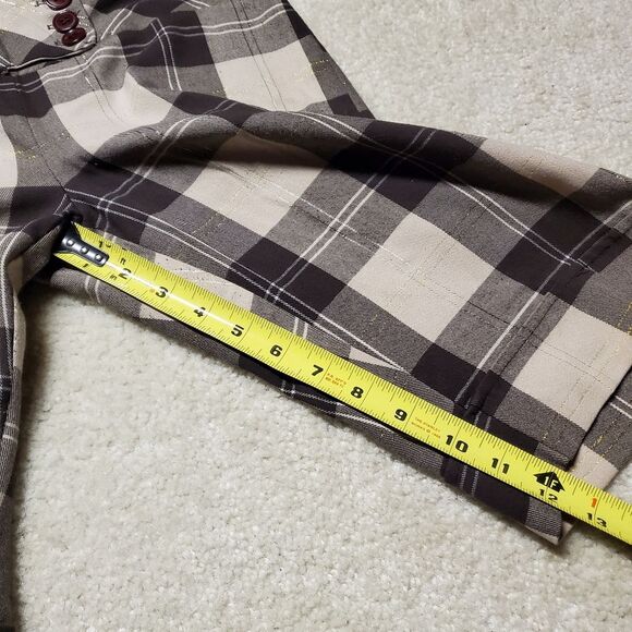 Plaid Checked Bermuda Shorts Brown & Cream 3 Button M.K.M. Designs Sz. 7/8 - Picture 4 of 8